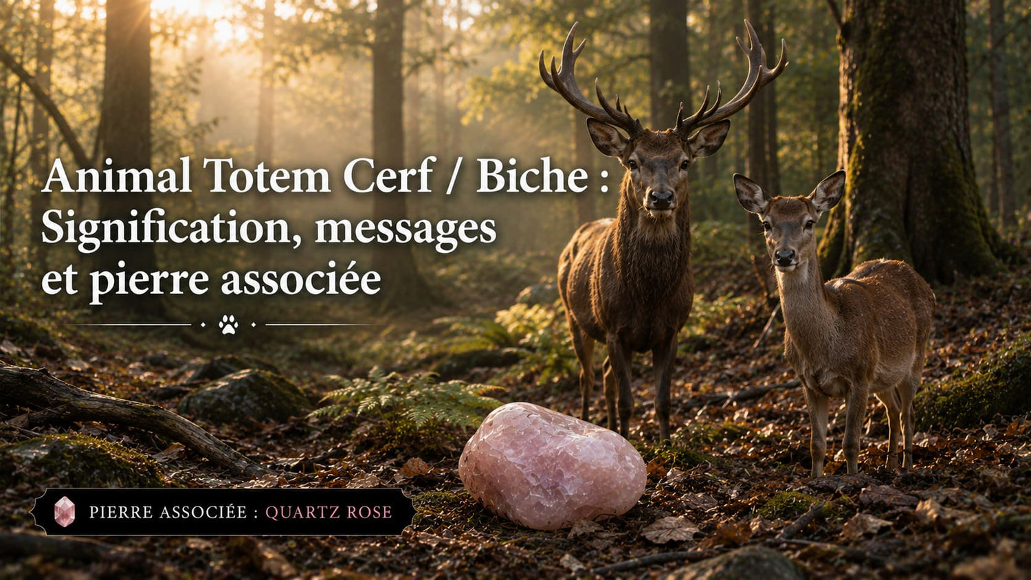 Animal Totem Cerf / Biche : Quartz Rose
