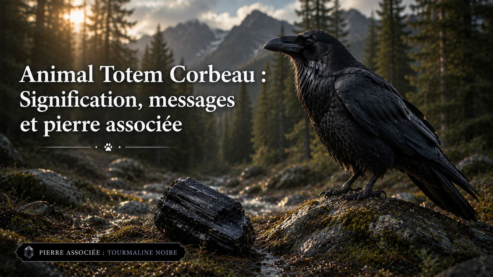 Animal Totem Corbeau tourmaline noire