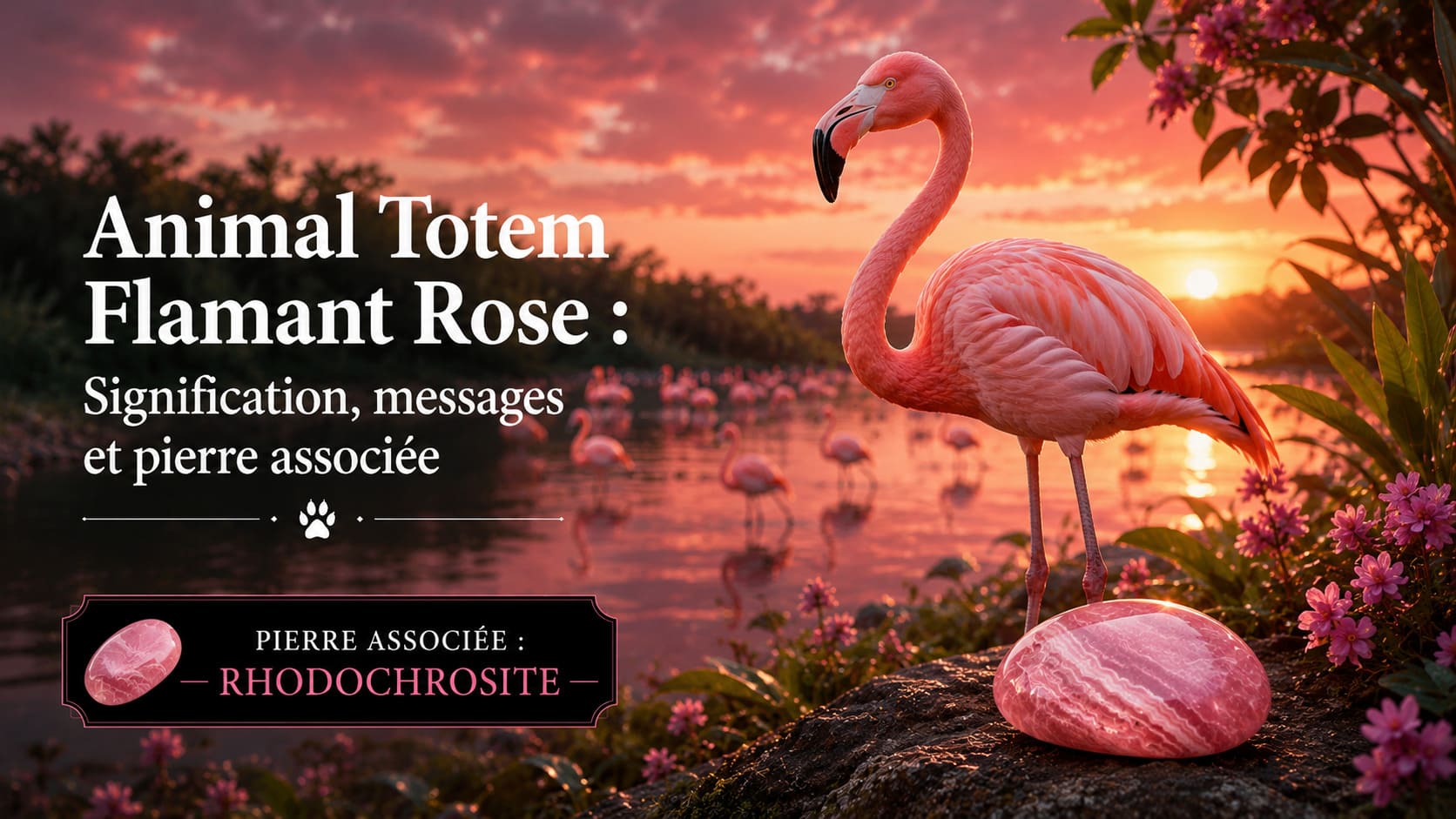 Animal Totem Flamant Rose rhodochrosite