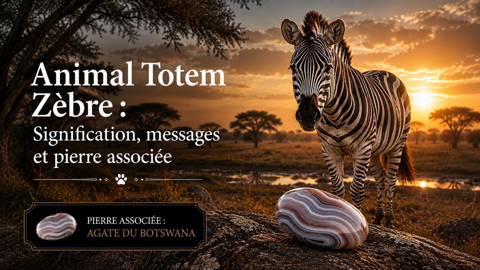 Animal Totem Zèbre Agate Botswana