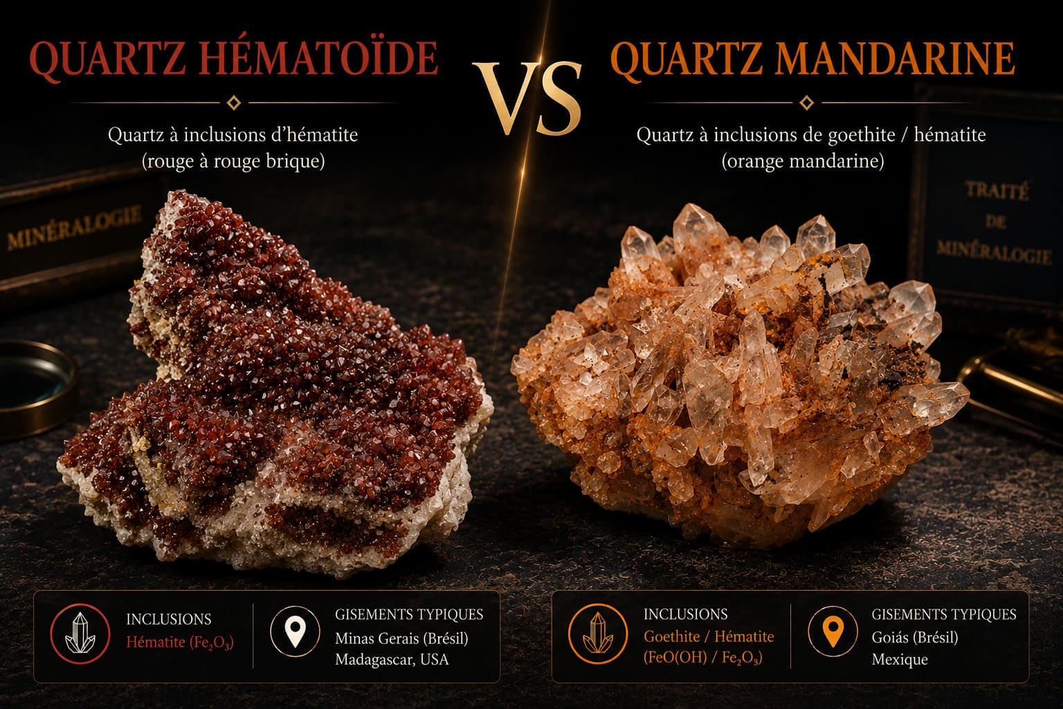 Quartz hématoïde et quartz mandarine : décryptage commercial des appellations marketing
