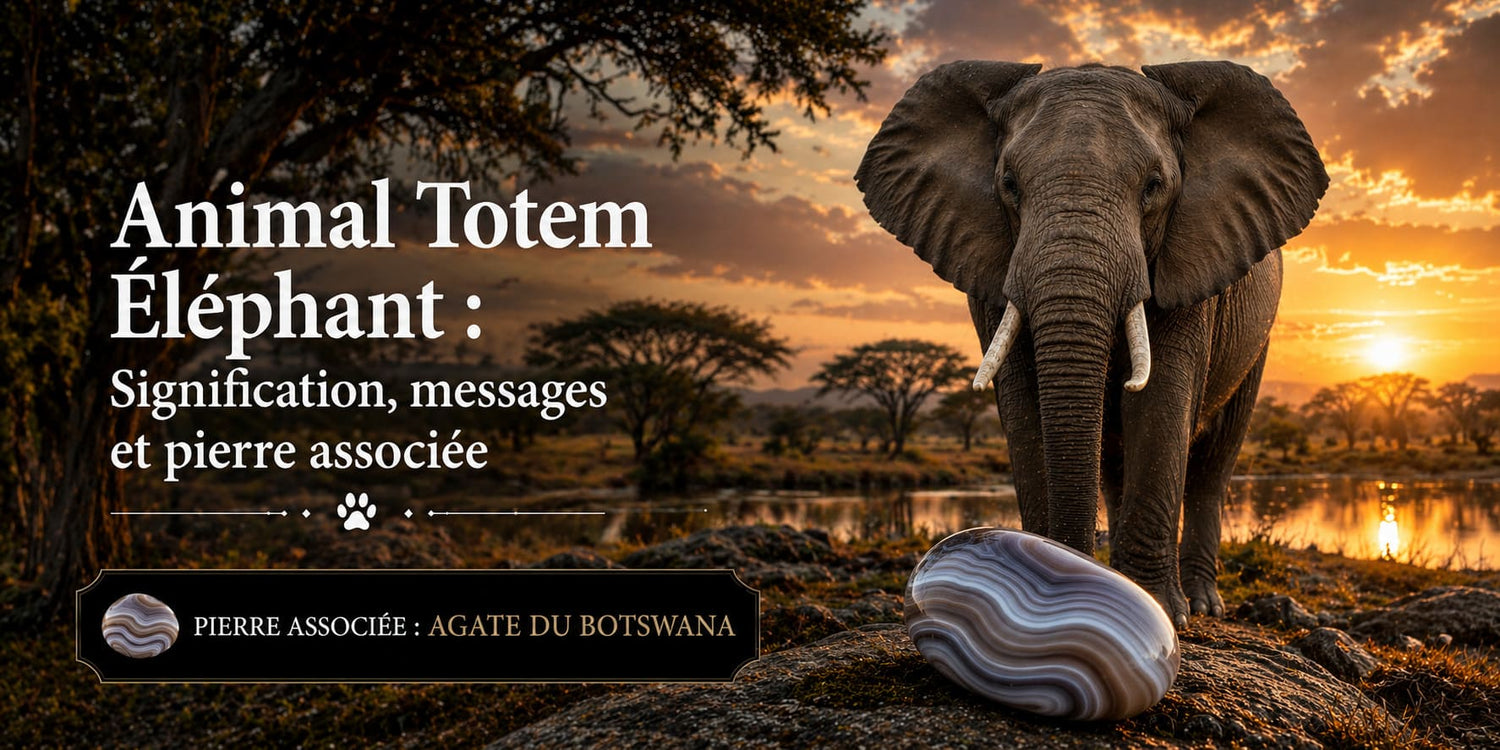 Animal Totem Éléphant Agate Botswana