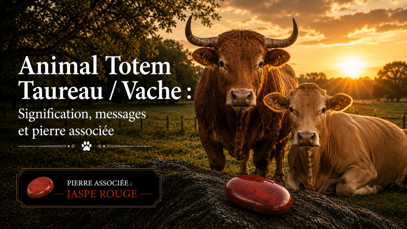 Animal Totem Taureau / Vache jaspe rouge