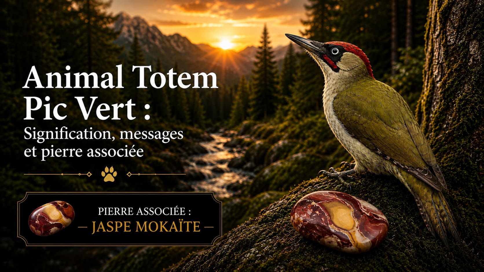 Animal Totem Pic Vert jaspe mokaite