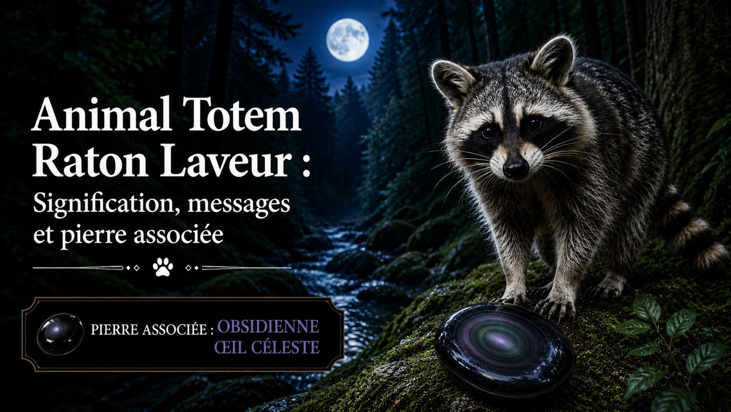Animal Totem Raton Laveur Obsidienne oeil céleste