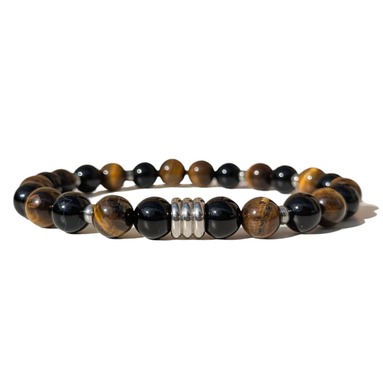 Bracelet Homme extensible Onyx et Oeil de Tigre