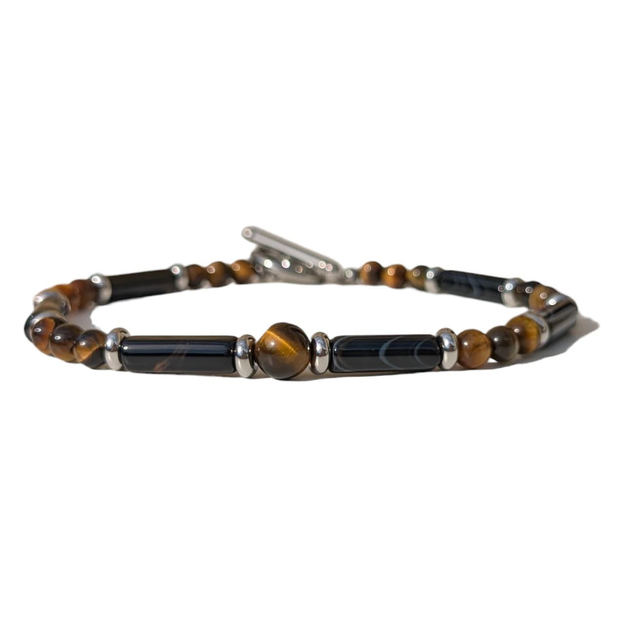 Bracelet Homme Onyx et Oeil de Tigre