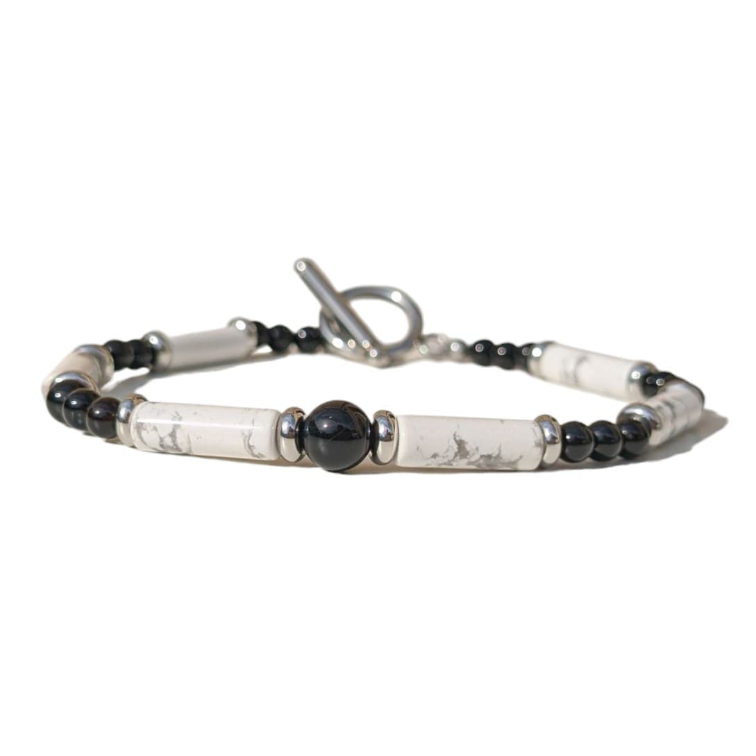 Bracelet Homme Onyx et Howlite