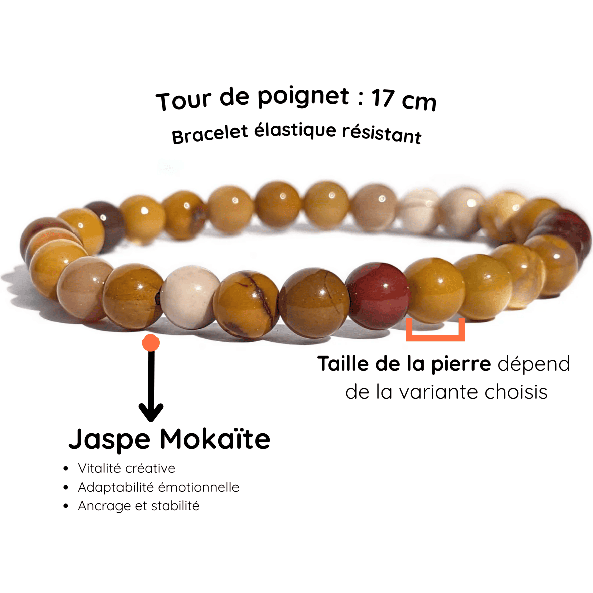 Fiche descriptive du bracelet jaspe mokaite