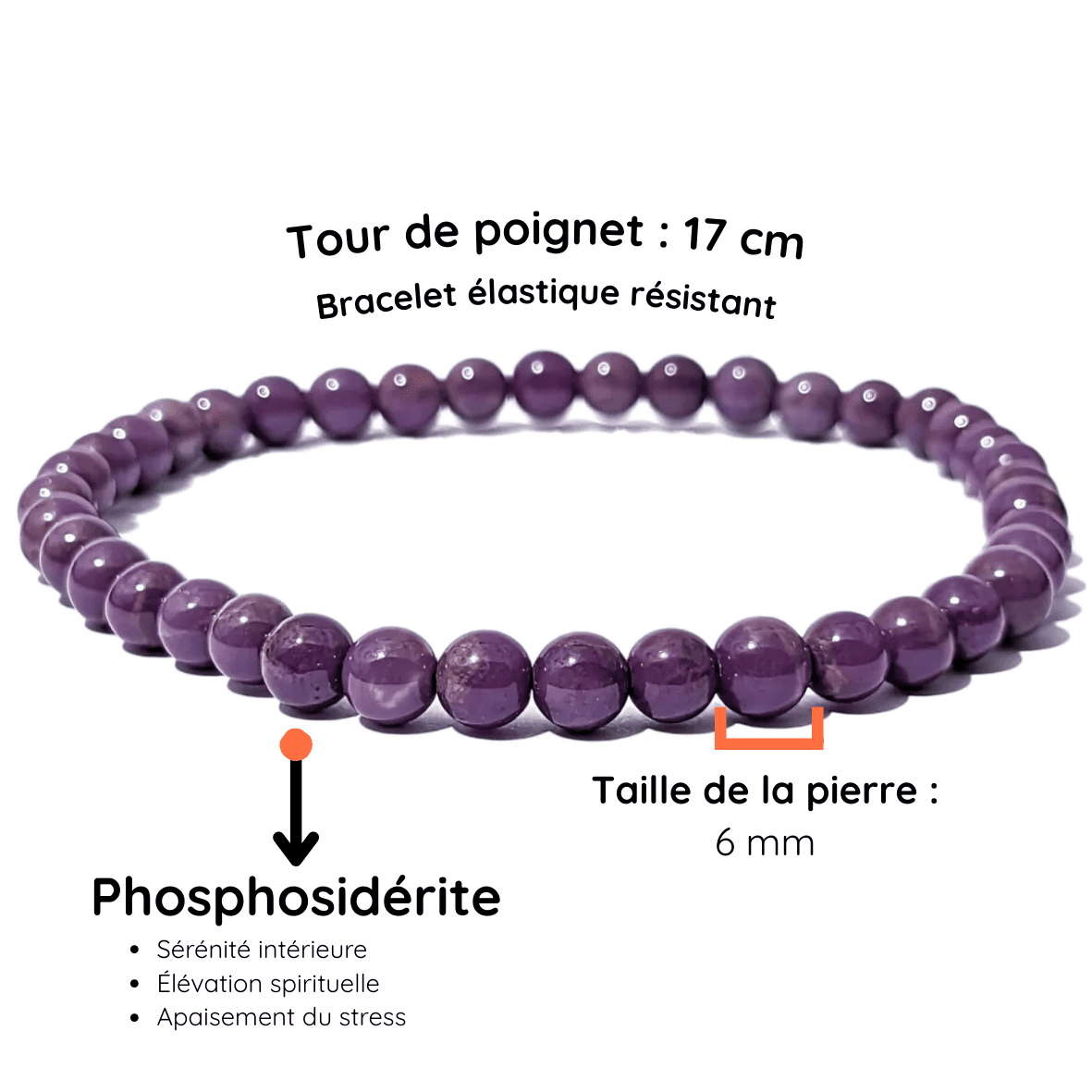 Fiche descriptive du bracelet Phosphosiderite
