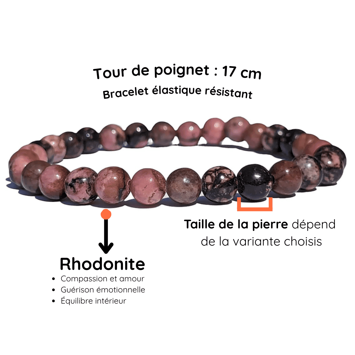 Fiche descriptive du bracelet Rhodonite