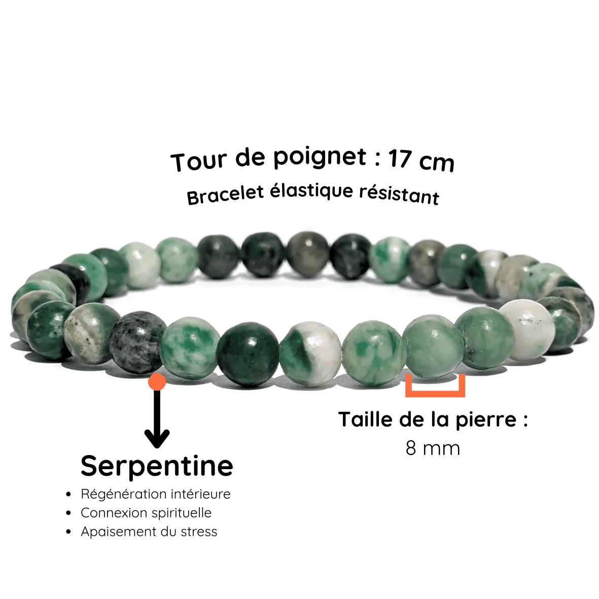 Fiche descriptive du Bracelet pierre Serpentine