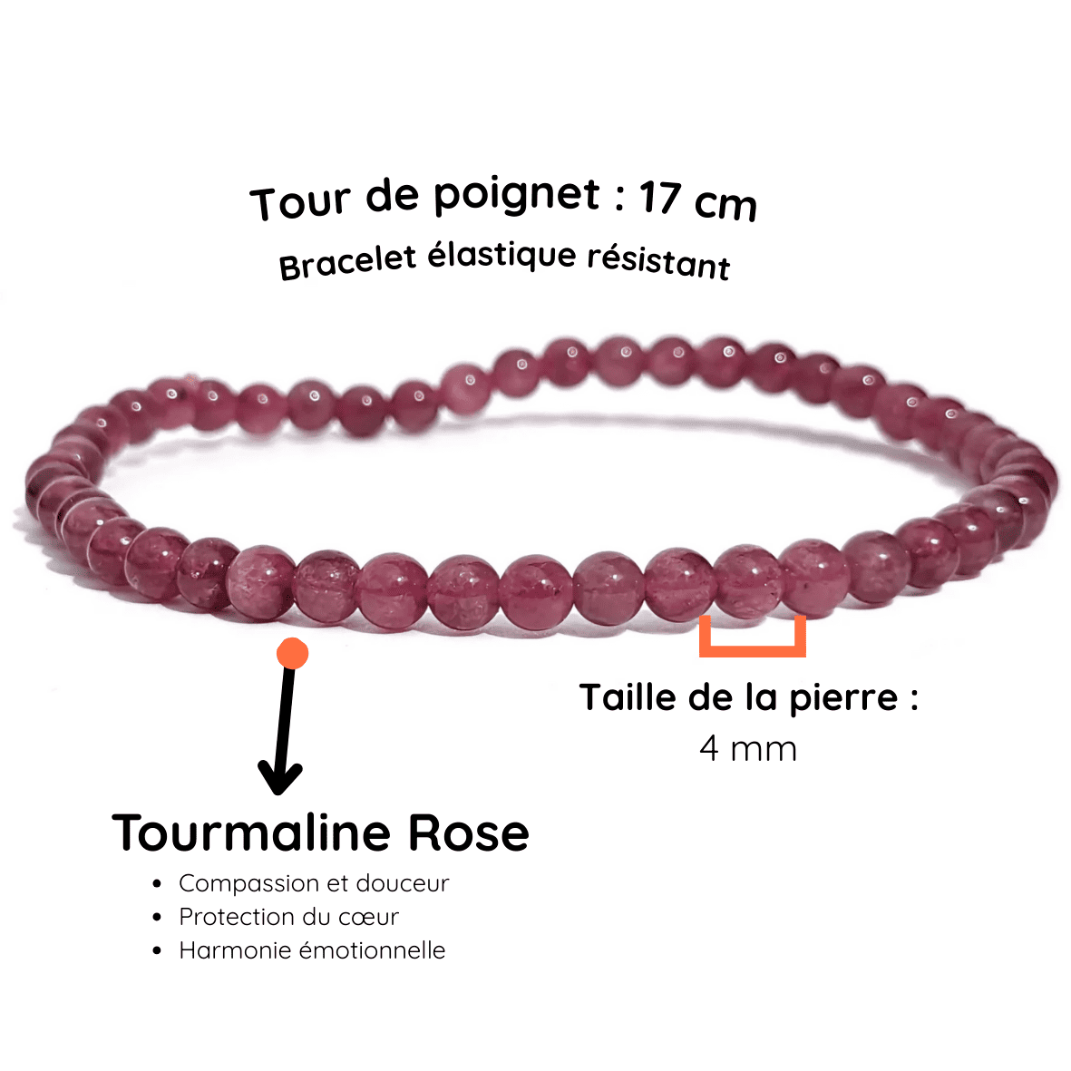 Fiche Description Bracelet tourmaline rose