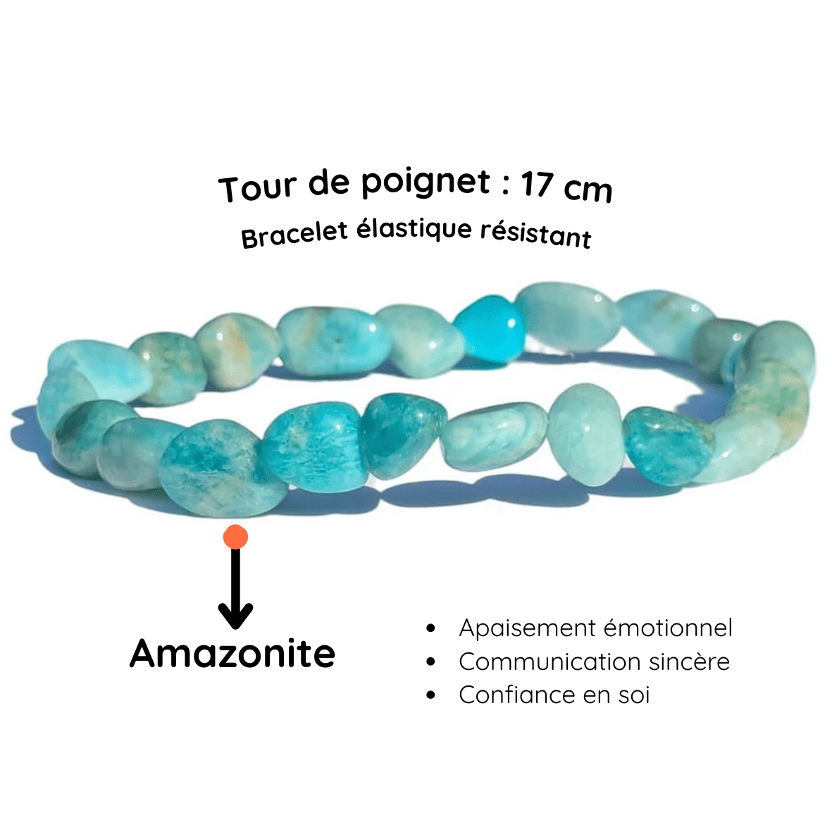 Fiche descriptive du Bracelet pierre roulée amazonite