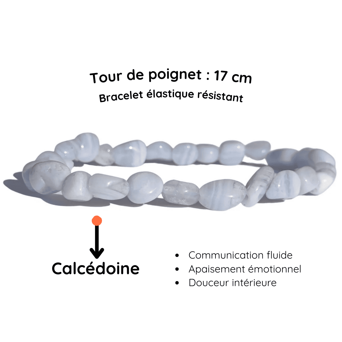 Fiche descriptive du Bracelet pierre roulée Calcédoine