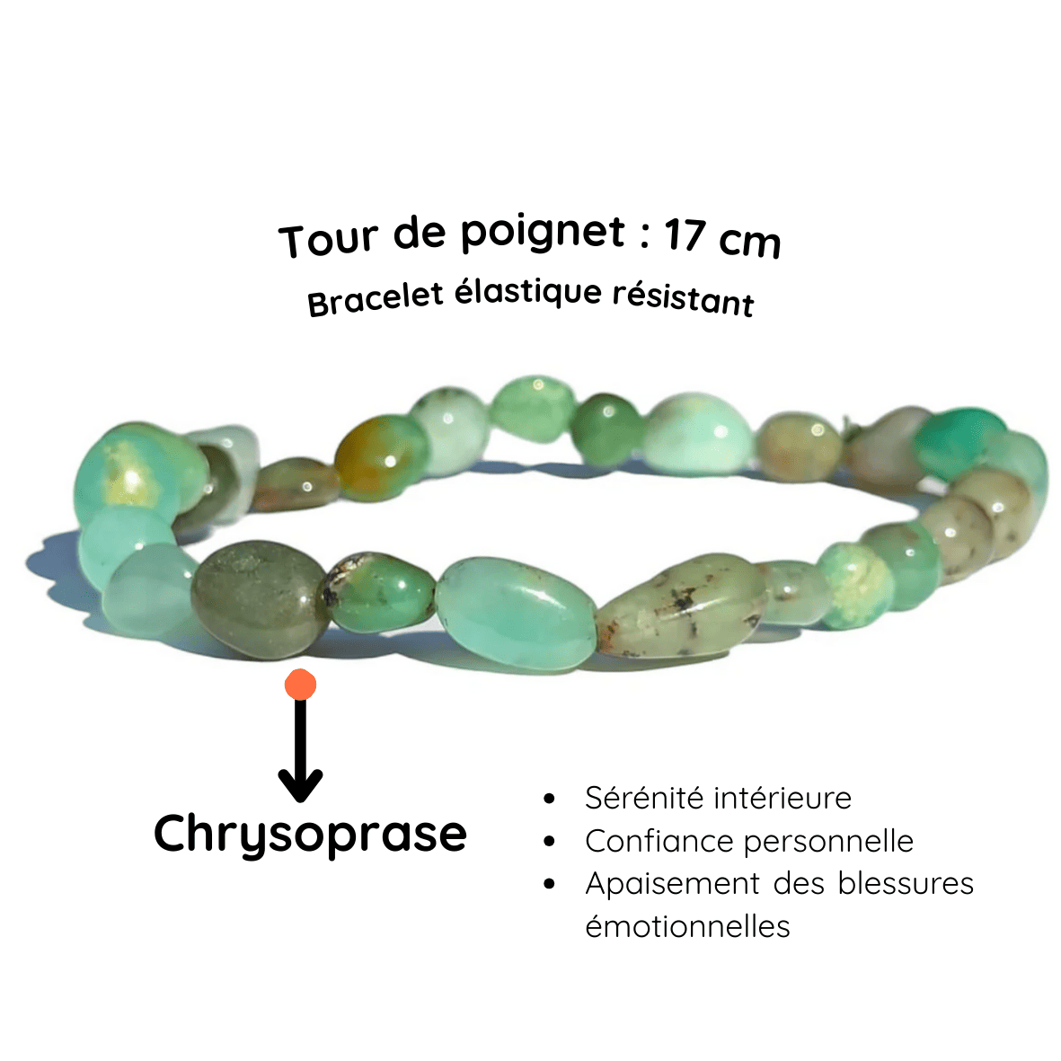 Fiche descriptive du Bracelet pierre roulée Chrysoprase