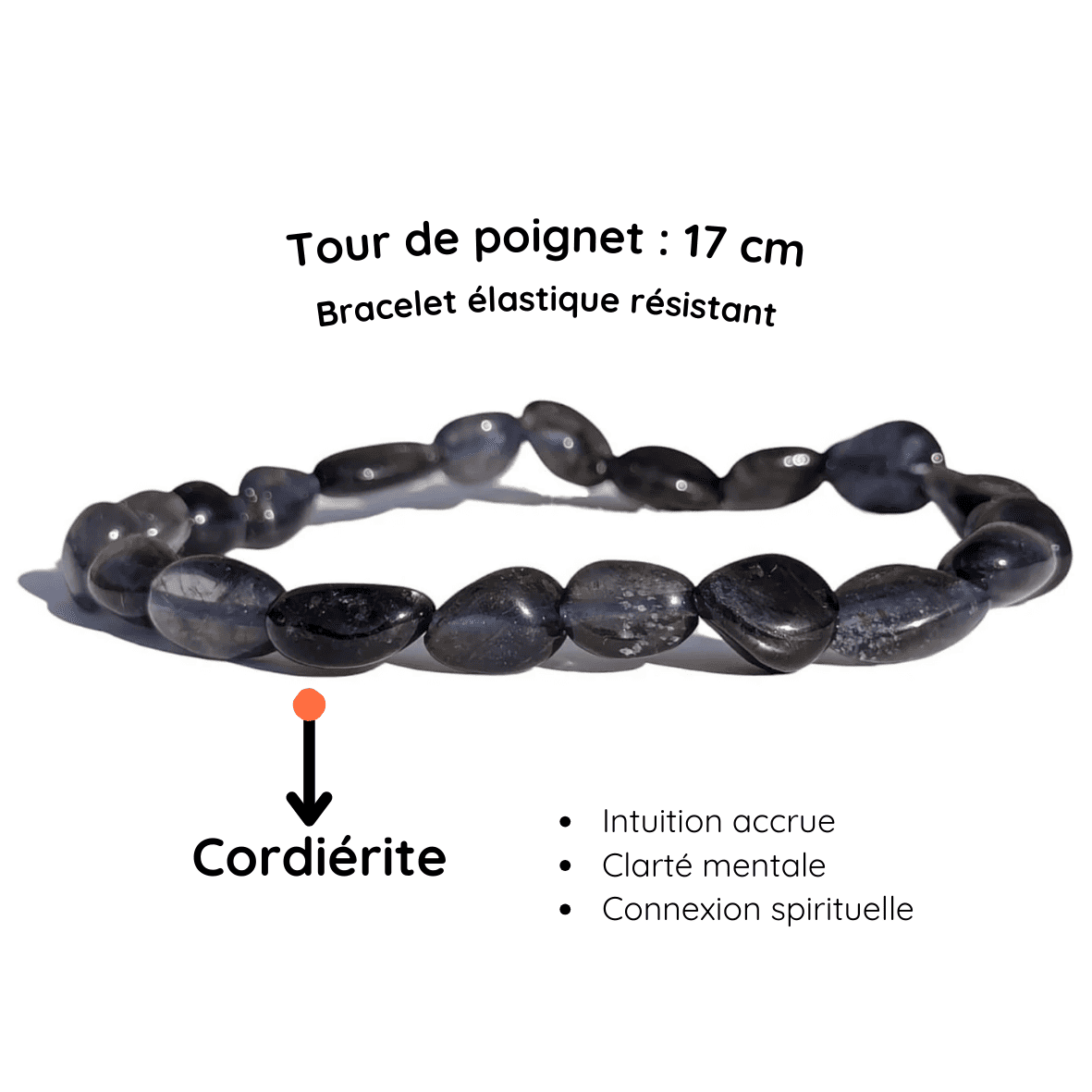 Fiche descriptive du Bracelet pierre roulée Cordiérite
