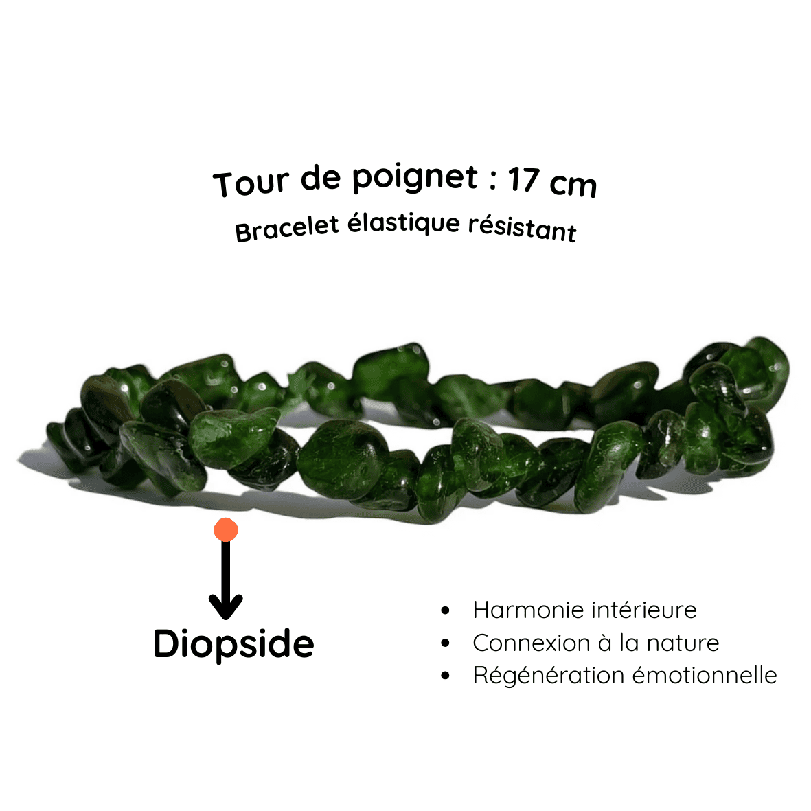 Fiche descriptive du Bracelet pierre roulée Diopside