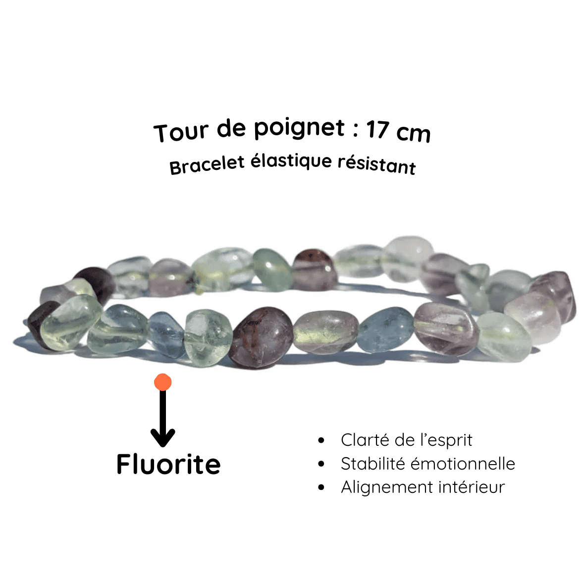 Fiche descriptive du Bracelet pierre roulée Fluorite