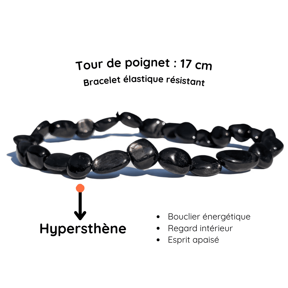 Fiche descriptive du Bracelet pierre roulée Hypersthene
