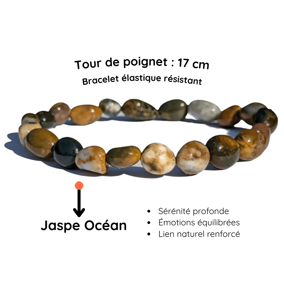 Fiche descriptive du Bracelet pierre roulée
Jaspe océan