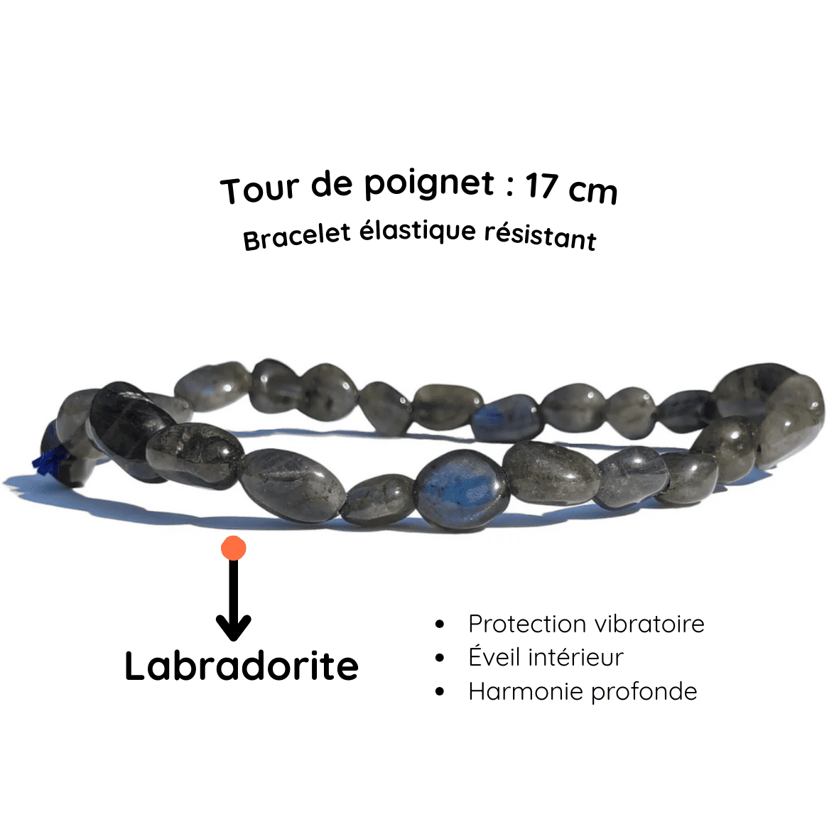 Fiche descriptive du Bracelet pierre roulée
Labradorite