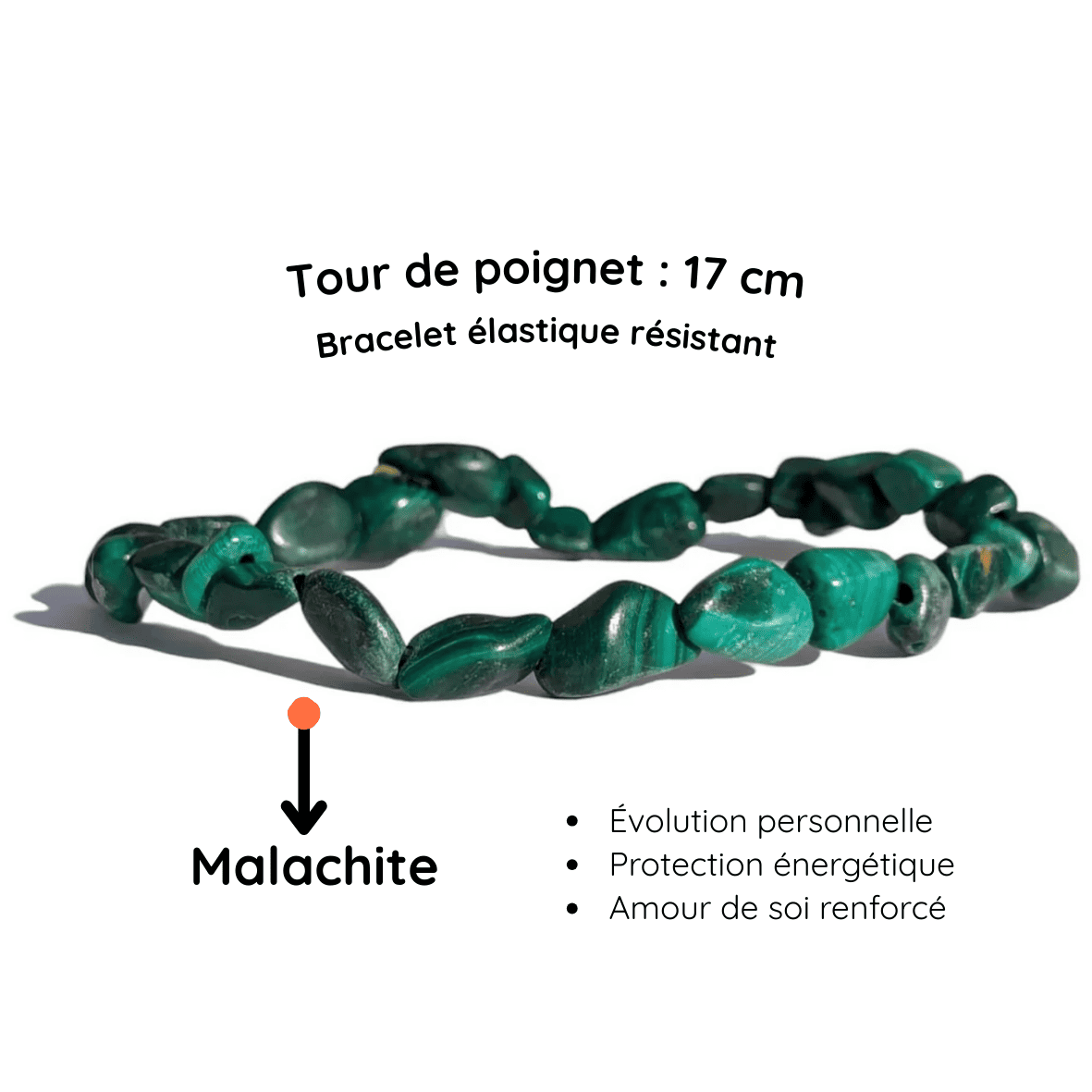 Fiche descriptive du Bracelet pierre roulée
Malachite
