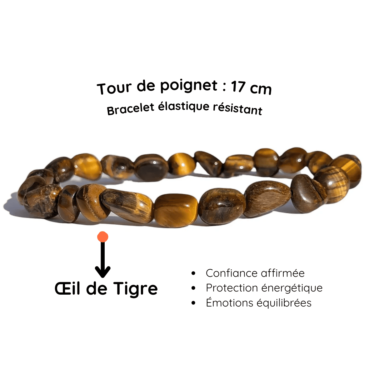 Fiche descriptive du Bracelet pierre roulée
Oeil de tigre