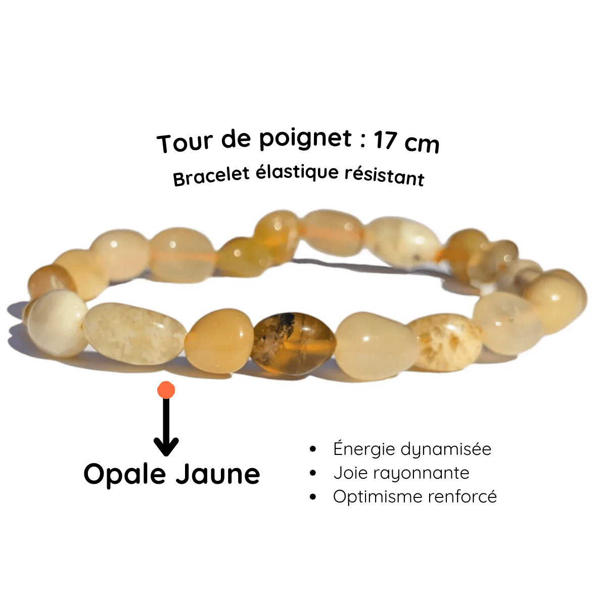 Fiche descriptive du Bracelet pierre roulée
Opale jaune