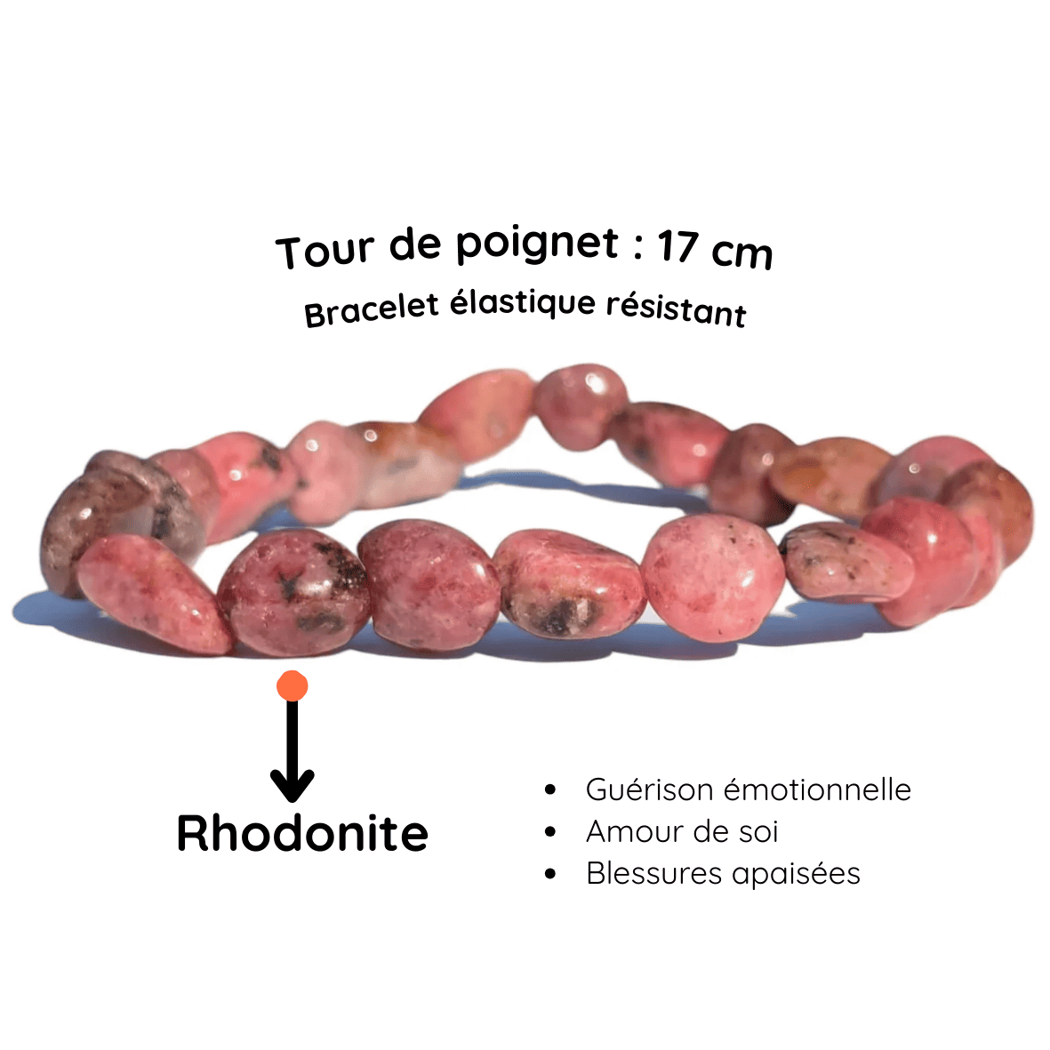 Fiche descriptive du Bracelet pierre roulée
Rhodonite