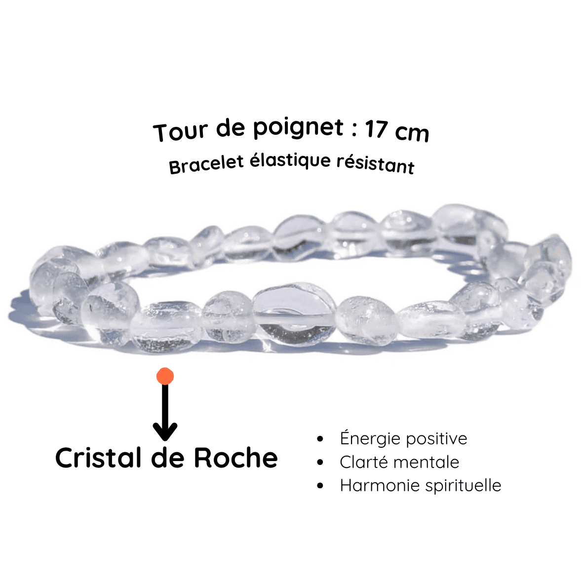 Fiche descriptive du Bracelet pierre roulée Cristal de roche