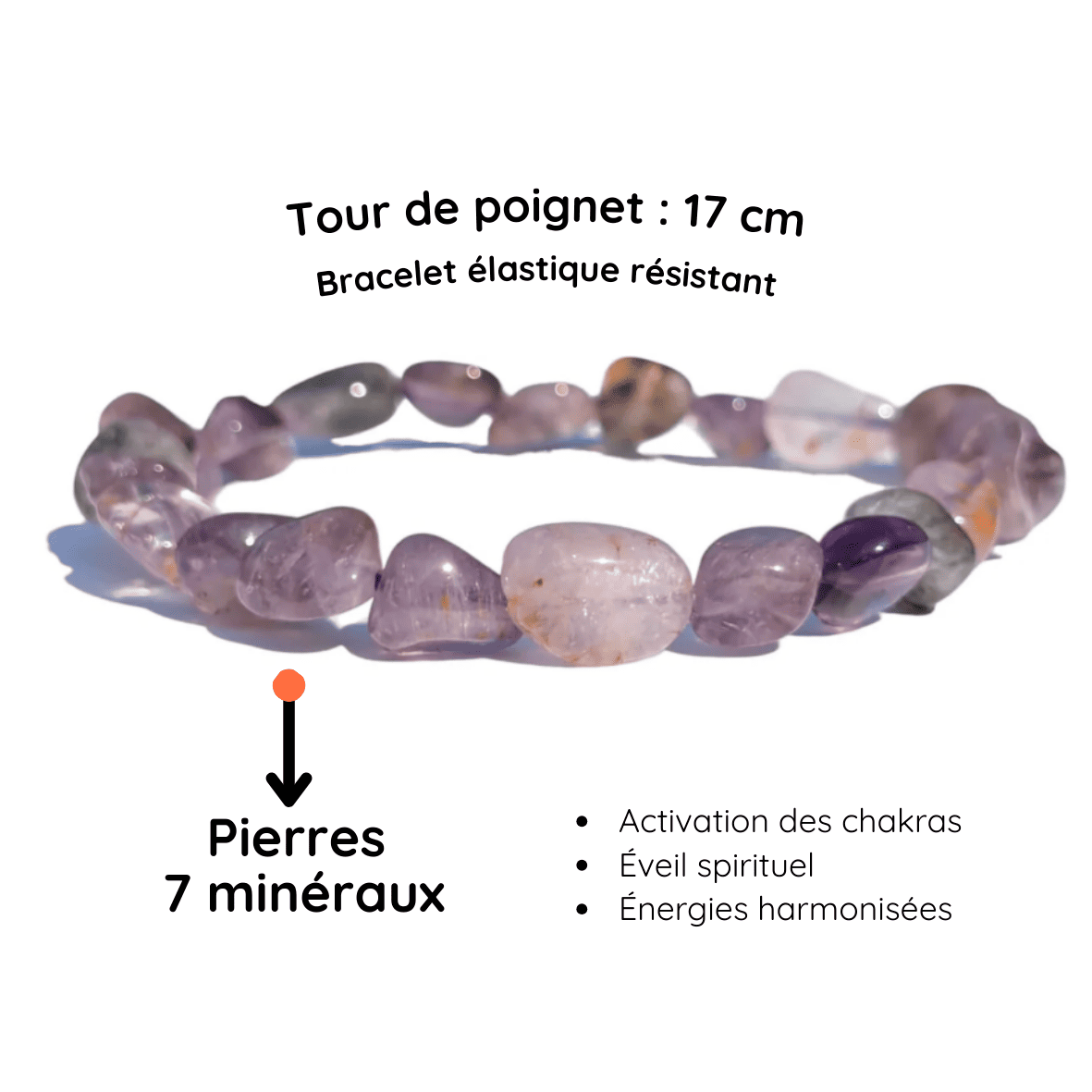 Fiche descriptive bracelet pierre Roulée Super Seven