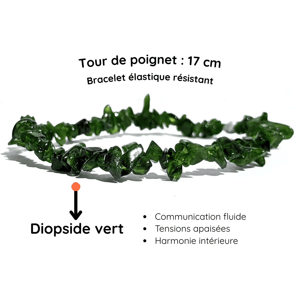 Fiche descriptive du Bracelet baroque pierre diopside verte