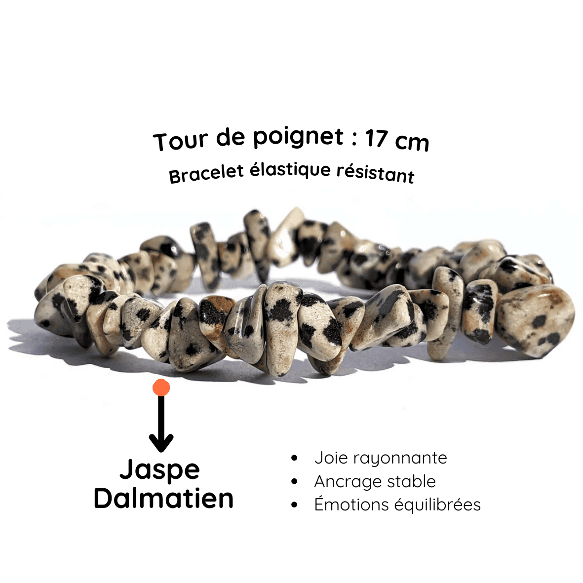 Fiche descriptive du Bracelet baroque pierre jaspe dalmatien