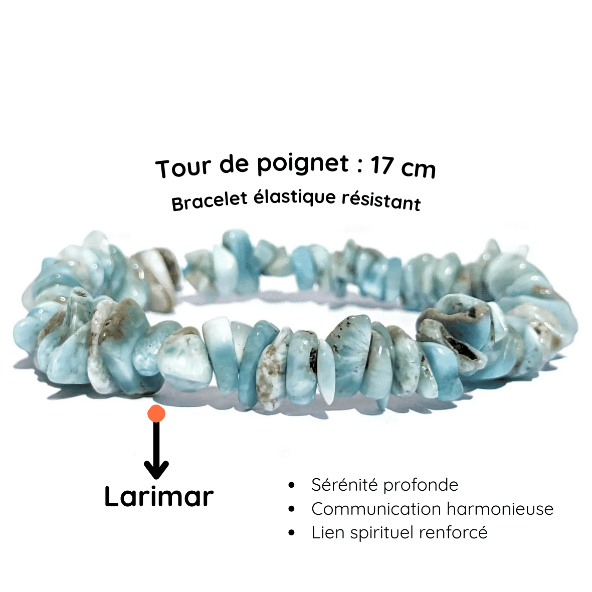 Fiche descriptive du Bracelet baroque pierre Larimar