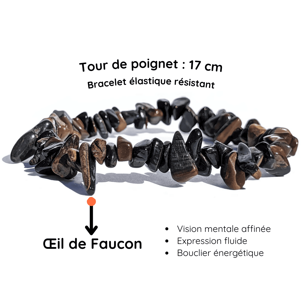 Fiche descriptive bracelet baroque pierre Oeil de Faucon