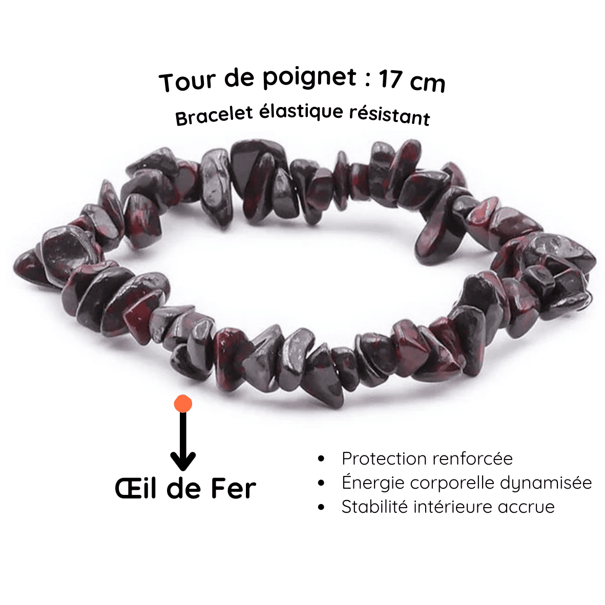 Fiche descriptive bracelet baroque pierre oeil de fer