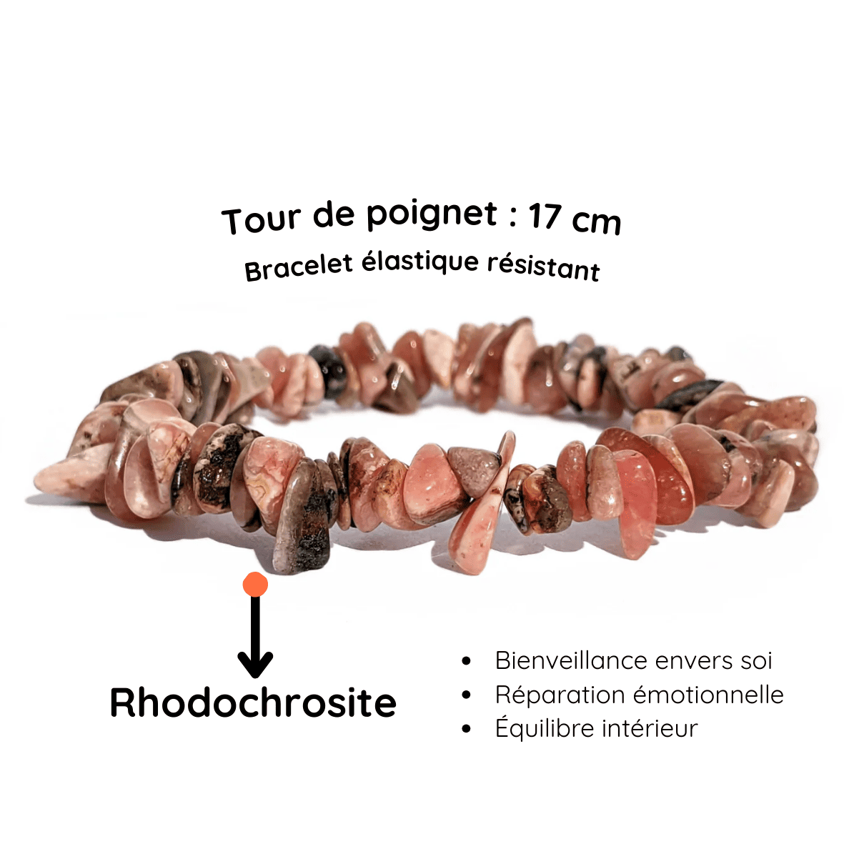 Fiche descriptive bracelet baroque pierre Rhodochrosite