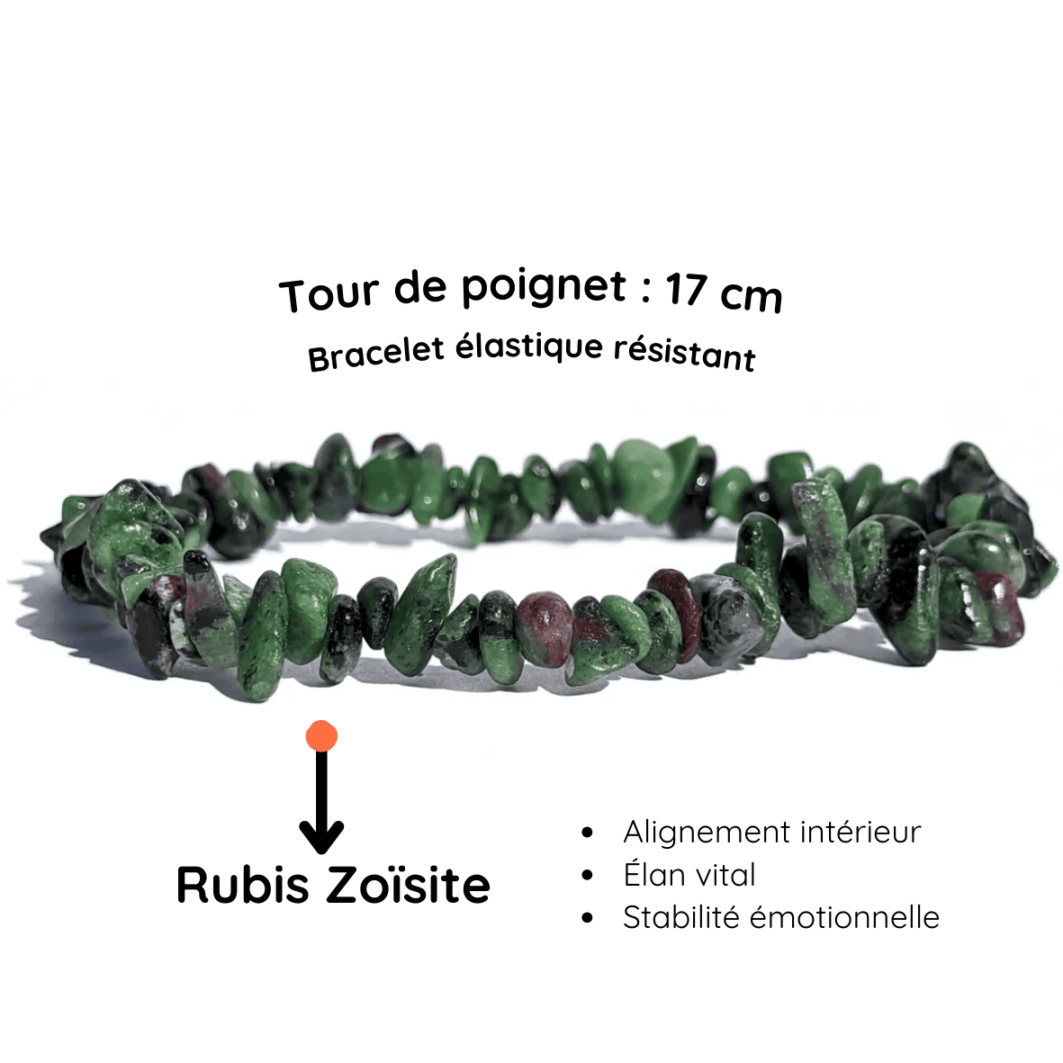 Fiche descriptive bracelet baroque pierre Rubis Zoïsite
