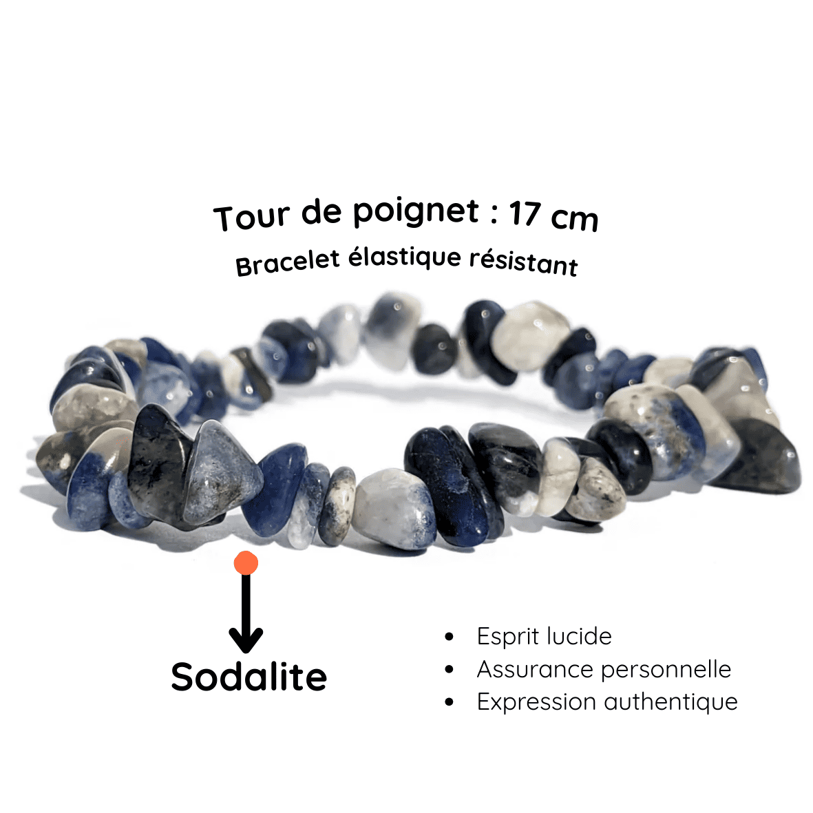 Fiche descriptive bracelet baroque pierre Sodalite