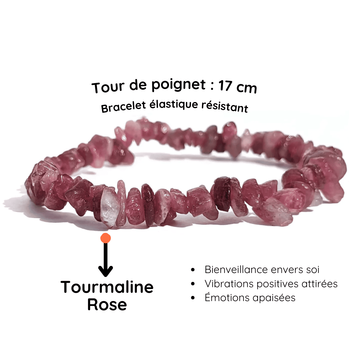 Fiche descriptive bracelet baroque pierre Tourmaline rose