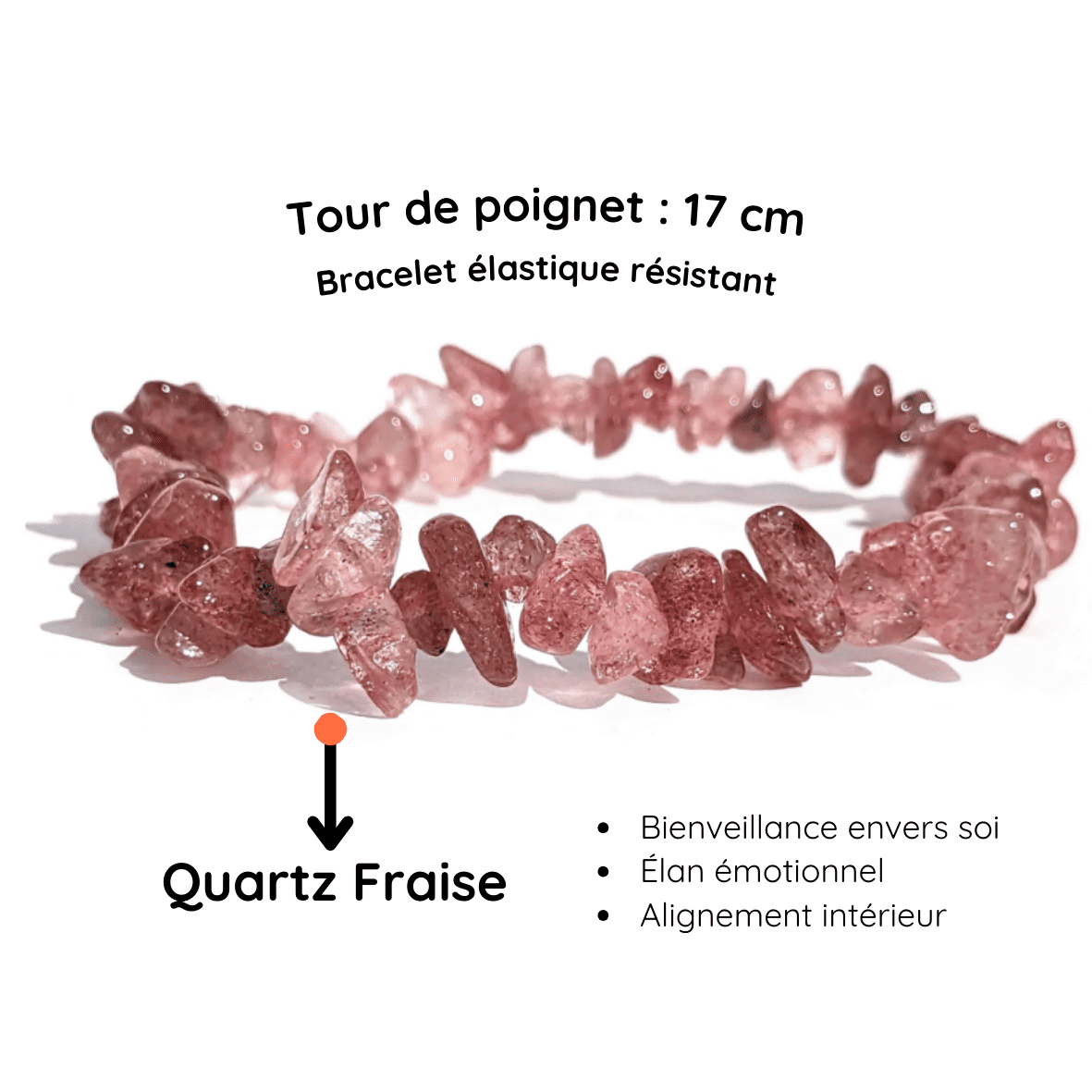 Fiche descriptive du Bracelet baroque pierre quartz fraise