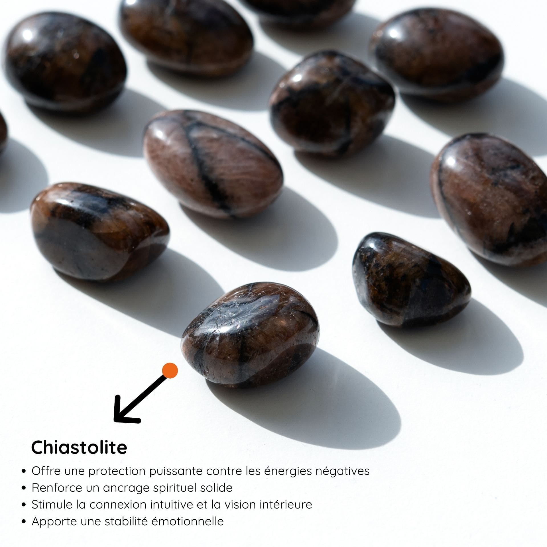 Pierre Roulée Chiastolite – Protection et Ancrage Spirituel