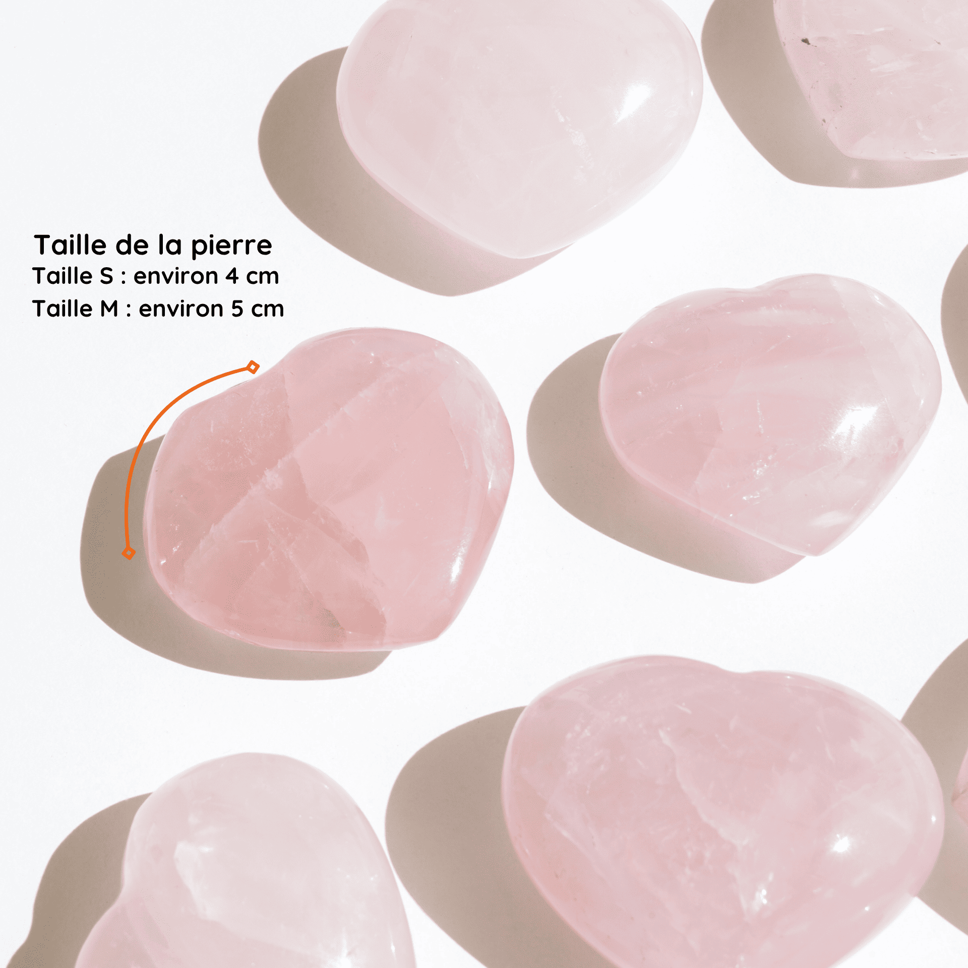 Cœur Quartz Rose taille