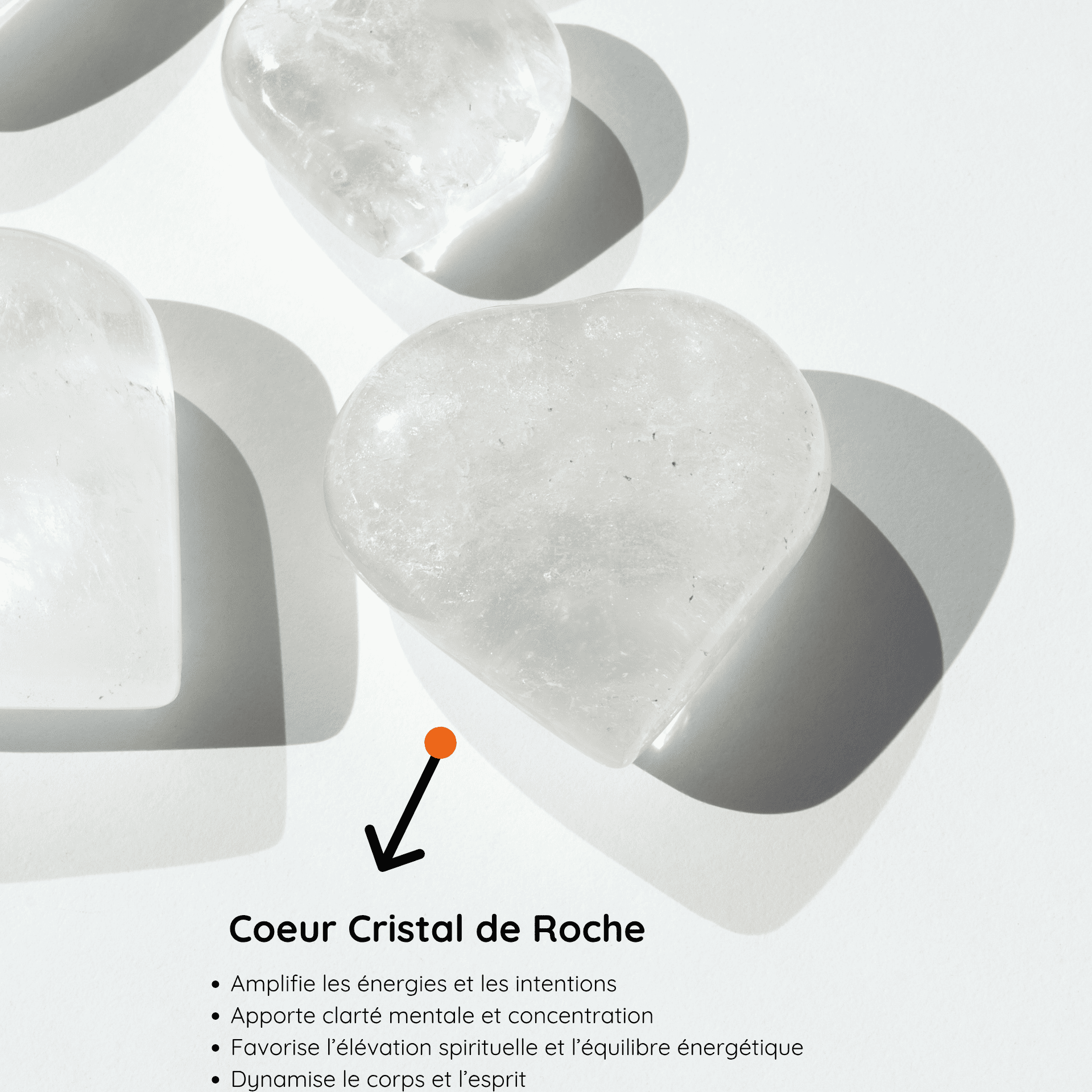 Galet cœur Cristal de Roche Vertus