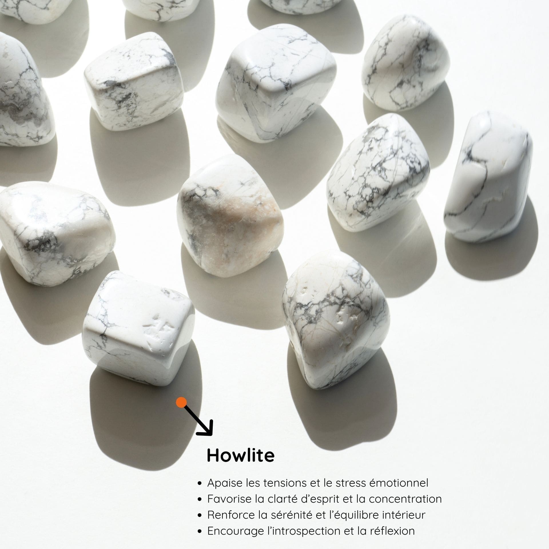 Howlite roulée vertus