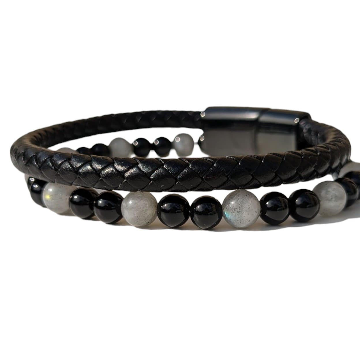 Bracelet Homme Pierre Naturel Onyx et Labradorite