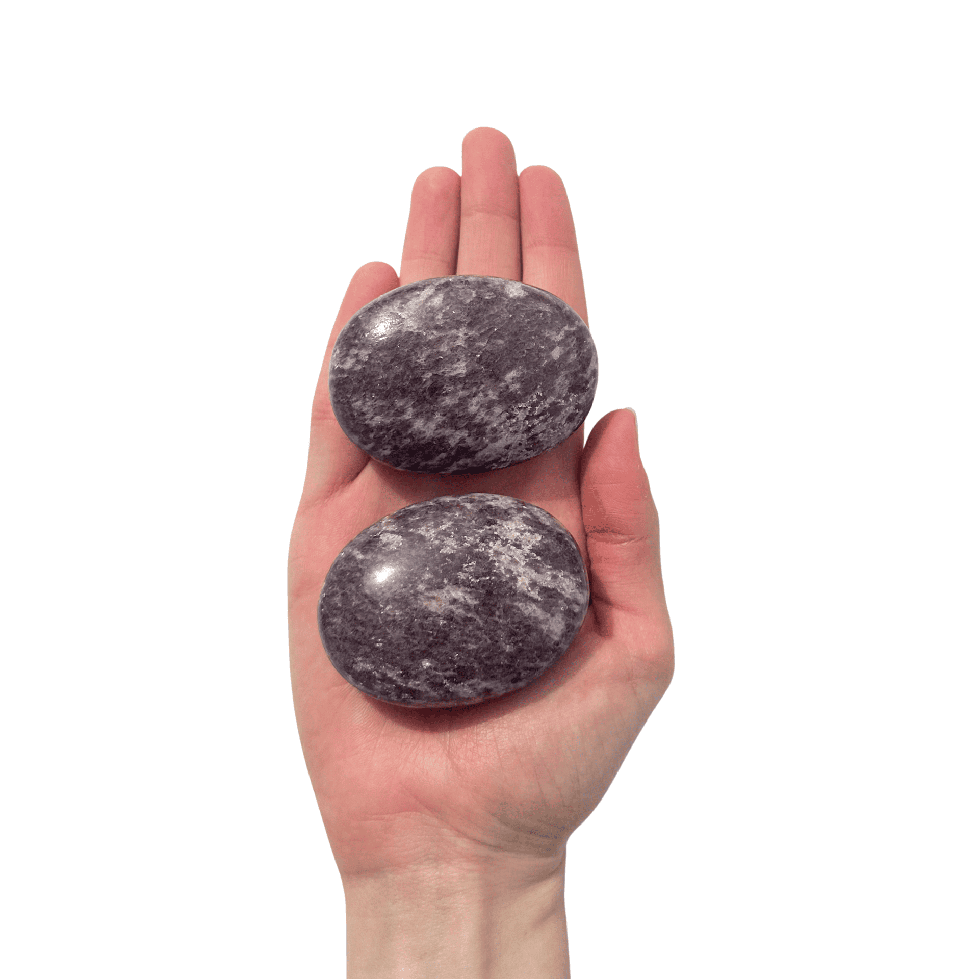 Galet Lépidolite mains