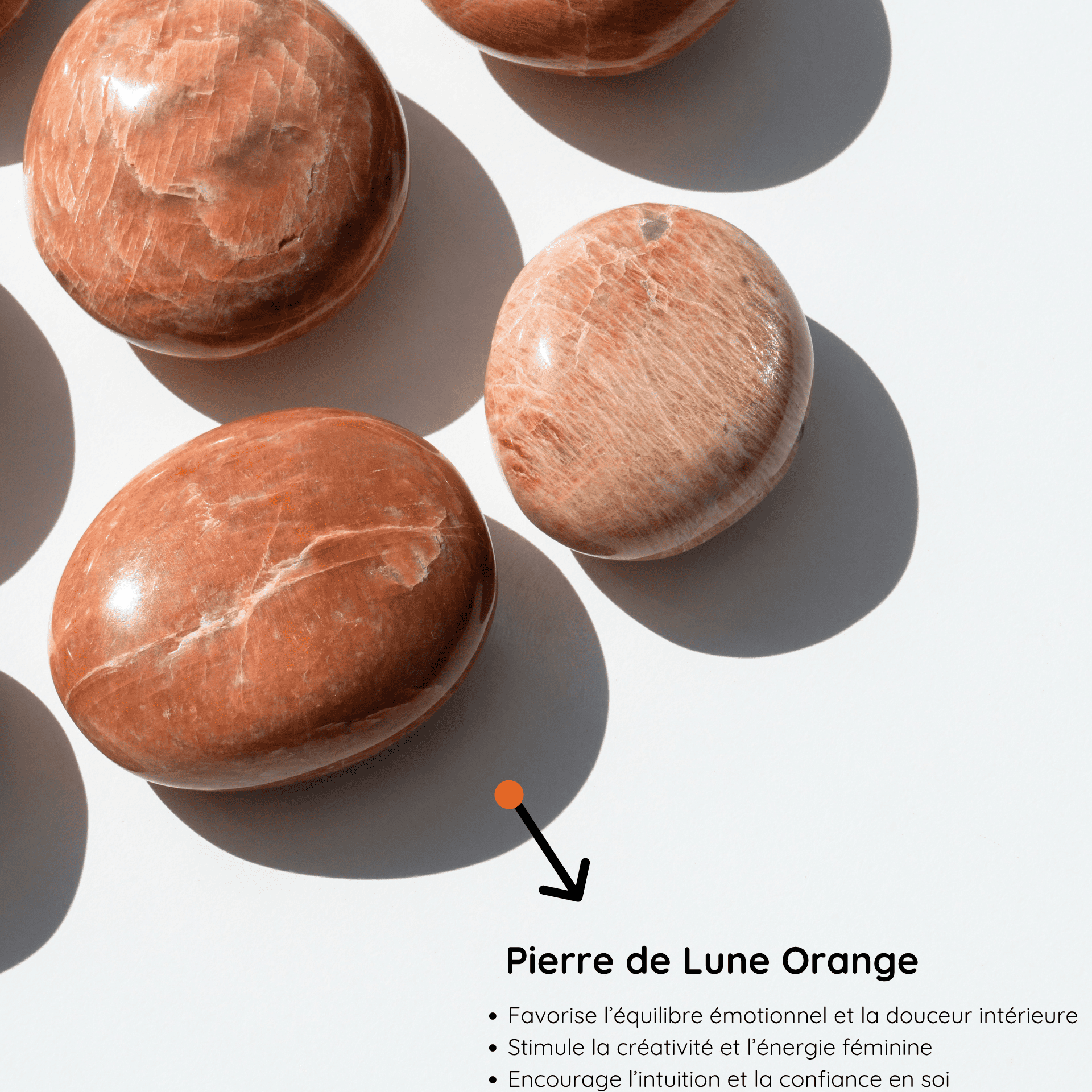 Galet Pierre de Lune Orange vertus