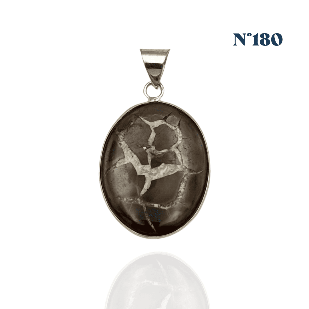 Pendentif Septaria Noire – Ancrage et Stabilité Émotionnelle